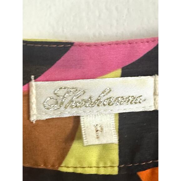 SHOSHANNA Colorful Abstract Geometric Print Silk-Cotton Tunic - Sz P Petite - Picture 3 of 5